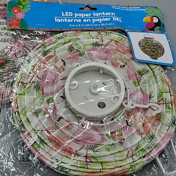 Paper Lanterns 8" x 8" Round LED Lights Flamingo Lot of 4 New - Picture 3 of 11